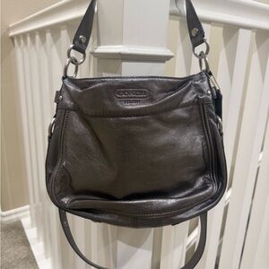 Coach bag, gunmetal pewter color with metallic sheen